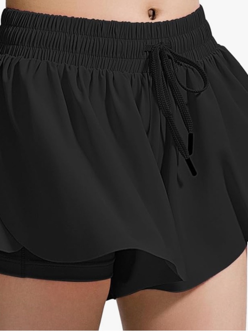 Black Layered Women's Flowy Shorts with